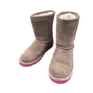 NEW!!! Bearpaw Elle Short Boot Brown and Pink Youth Size 13 Cognac Color & Pink